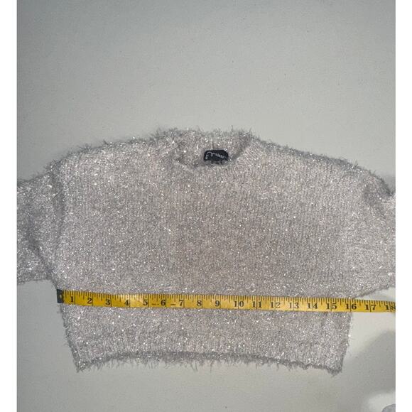 Art Class Girl XS (4/5) Sweater Cropped Fuzzy Metallic Holiday Special Occasion - Picture 7 of 8